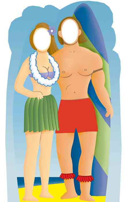 Surfboard Couple Lifesize Stand-In
