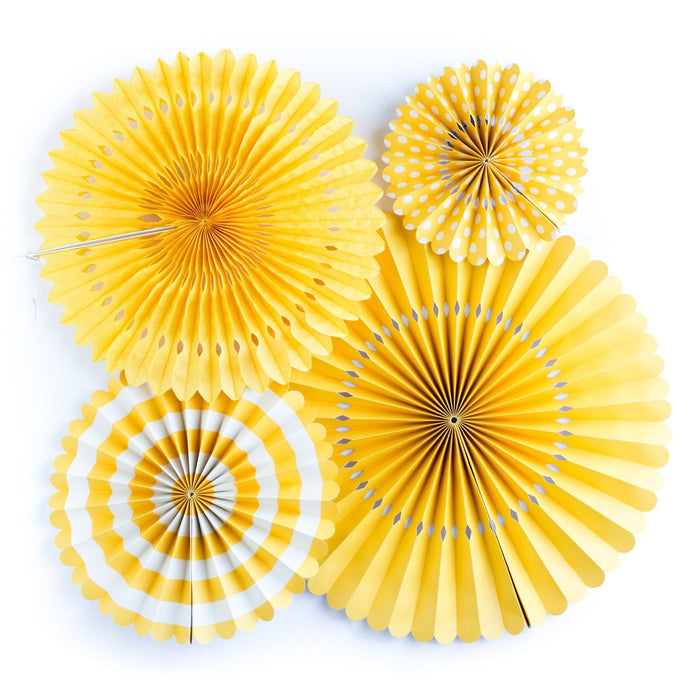 Yellow Basic Party Fans | 4 ct
