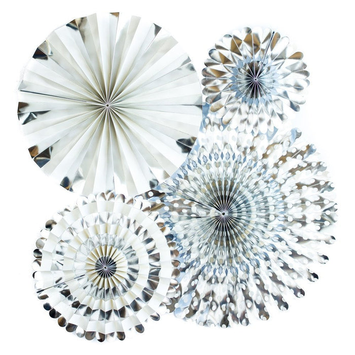 Silver Basic Party Fans | 4 ct