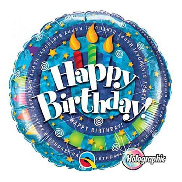 Happy Birthday Swirl with Candles Mylar Balloon 18"  | 1ct.