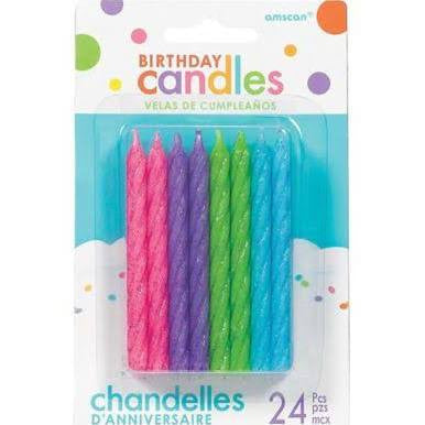 Glitter Multicolor Bright Spiral Birthday Candles 