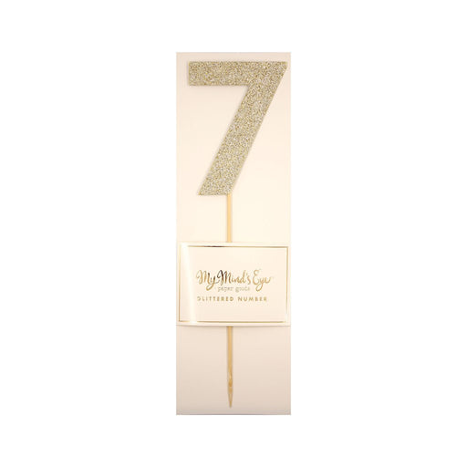 Gold Glitter Number Cake Topper Party Pick No. 7