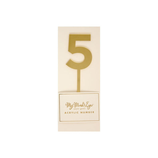Gold Acrylic Number Cake Topper Party Pick No. 5