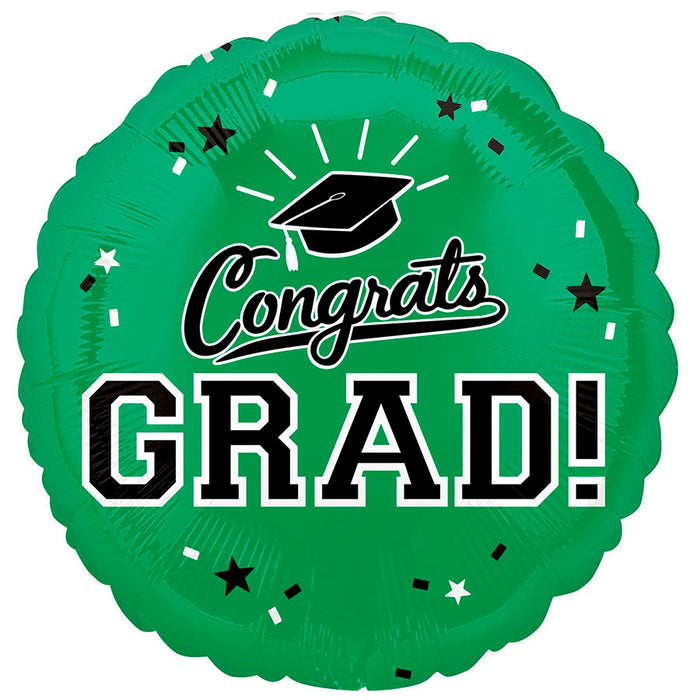 Graduation Congrats Green Mylar Balloon 18" | 1ct