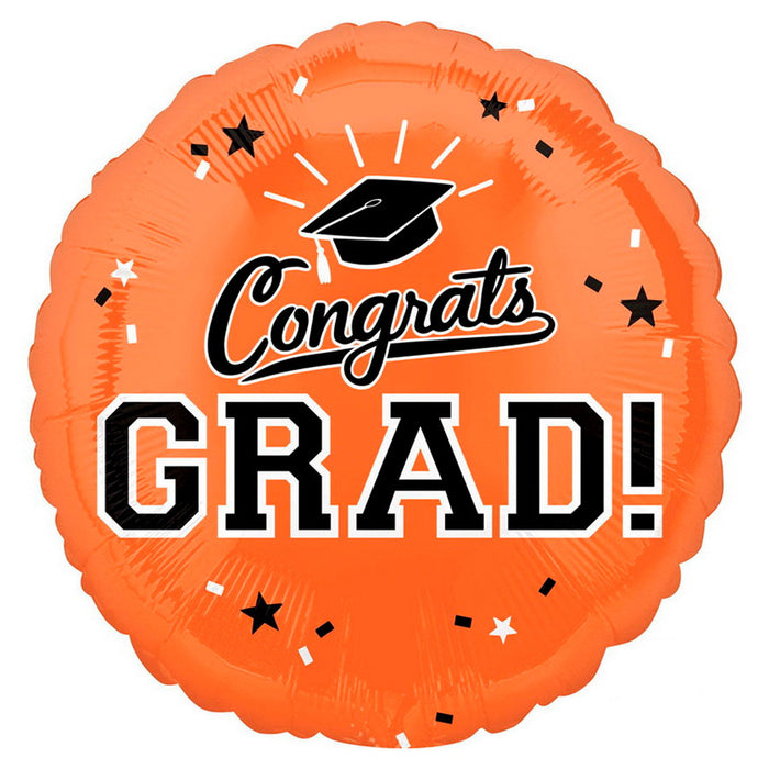 Graduation Orange Congrats Mylar Balloon 18" | 1 ct