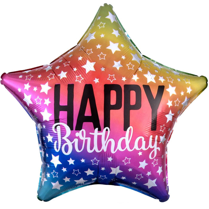Happy Birthday Star Shaped Mylar Balloon 18"  | 1ct.