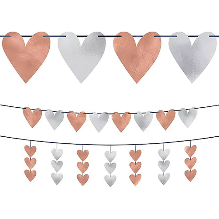 Rose Gold Heart Cutout Banners | 2pc