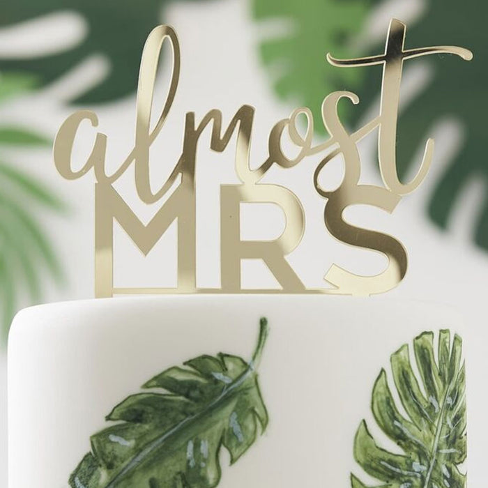 Almost Mrs. Gold Acrylic Hen Party Cake Topper | 1ct