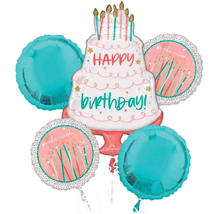Happy Cake Day Birthday Balloon Bouquet  | 5 pcs