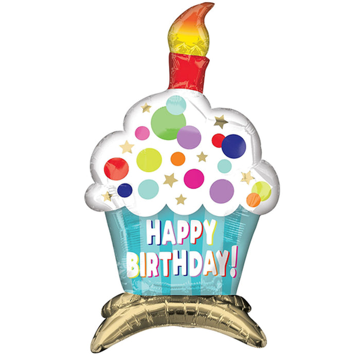 Air-Filled Sitting Birthday Cupcake Balloon, 24" | 1ct