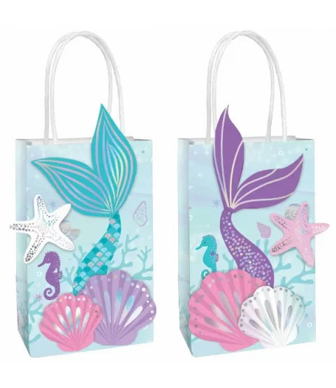 Iridescent Shimmering Mermaids Create Your Own Kraft Favor Bag Kit, 5.25in x 8.4in | 8ct