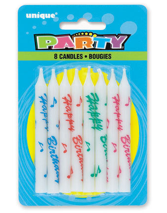 Birthday Printed Candles Assorted | 8 ct