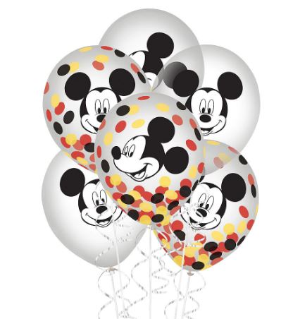 Mickey Mouse Flat Latex Confetti Balloons 12"  | 6ct