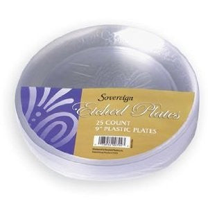 Etched 9in Plastic Plates | 25ct