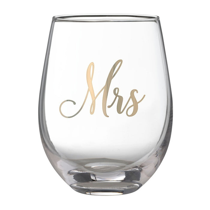 Lillian Rose Gold Mrs. Stemless Wine Glass | 1ct