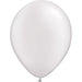 An inflated 11-inch Qualatex Pearl White Latex Balloon.