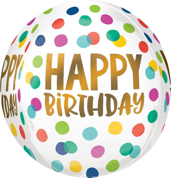 Happy Birthday Dots Orbz Balloon 16" | 1ct