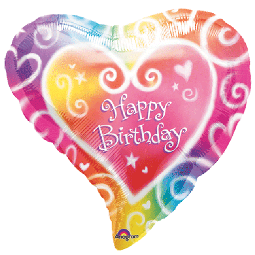 Happy Birthday Watercolor Heart 18" Mylar Balloon | 1ct.