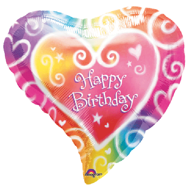 Happy Birthday Watercolor Heart 18" Mylar Balloon | 1ct.