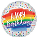 18-Inch Happy Birthday Satin Dots Mylar Balloon