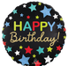 18-Inch Happy Birthday Satin Stars Mylar Balloon