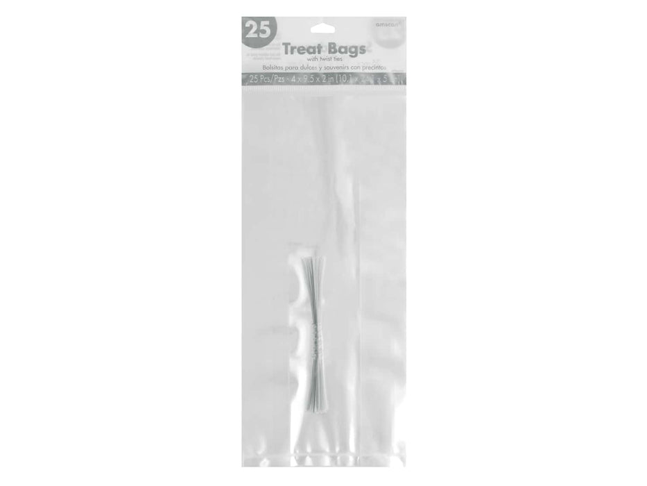 Small Clear Plastic Treat Bags With Twist Ties 4" x 9 1/2" | 25ct.