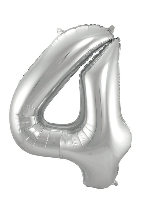 Air-filled Silver Number Balloon 4