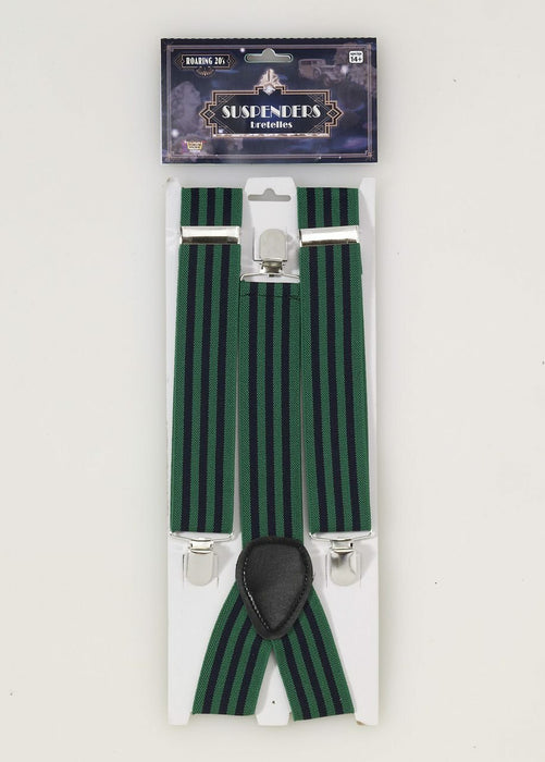 Roaring 20's Suspenders Green/Blue Striped | 1ct