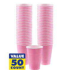 New Pink 12oz Plastic Cups | 50ct