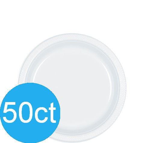 Frosty White 7" Plastic Plates | 50ct