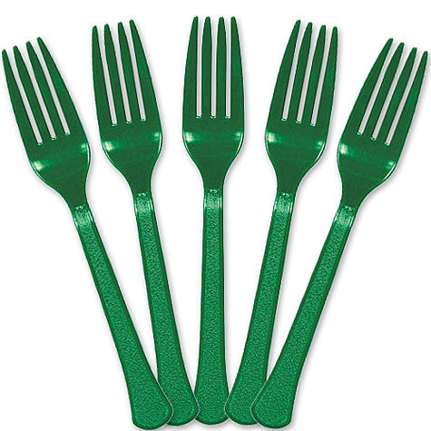 Festive Green Plastic Forks | 20ct