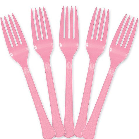 New Pink Plastic Forks | 20ct