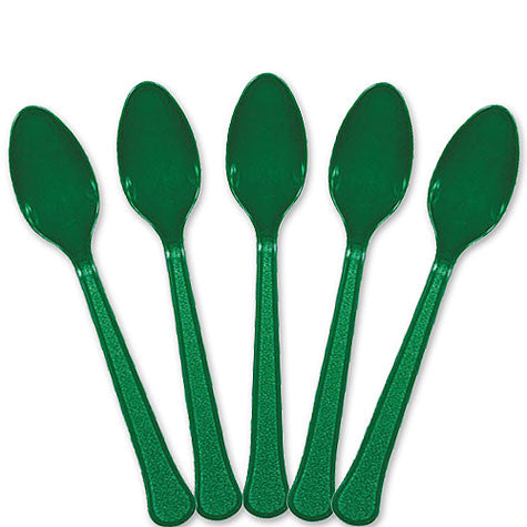 Festive Green Plastic Spoons | 20ct