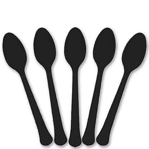 Jet Black Plastic Spoons | 20ct