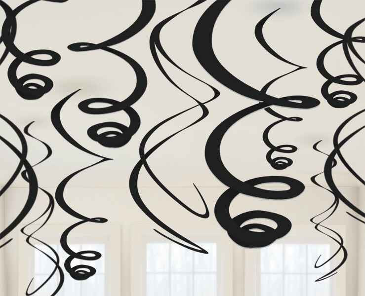 Black Swirl Decorations | 12pc, 22"