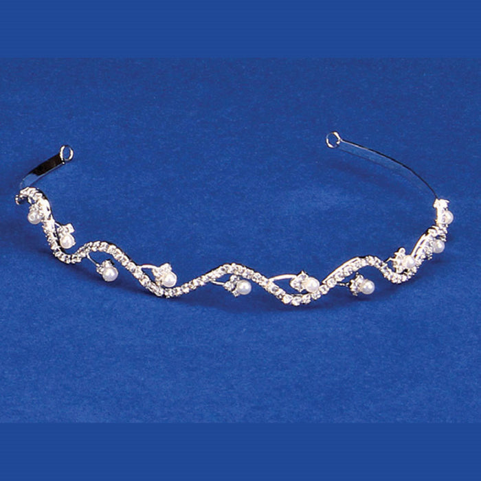 Rhinestone & Pearl Silver Tiara Headband | 1 ct