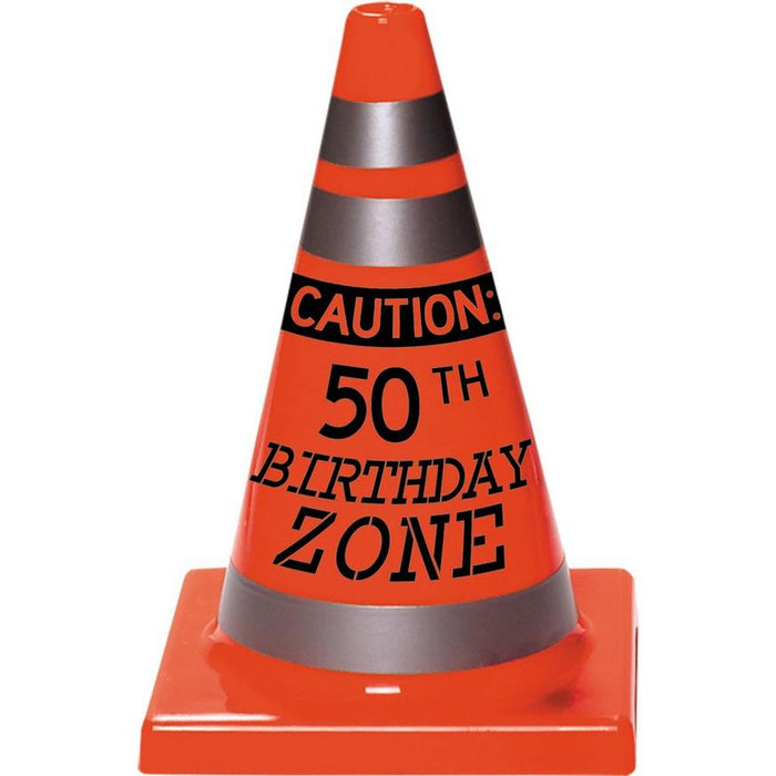 50th Birthday Orange Safety Cone Decoration 6" | 1ct