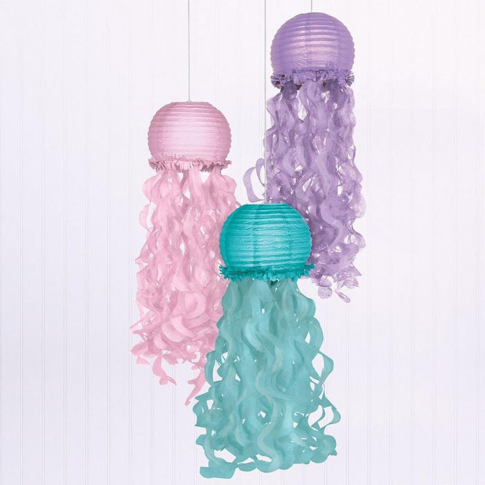 Shimmering Mermaids Jellyfish Paper Lanterns, 9.5in | 3ct