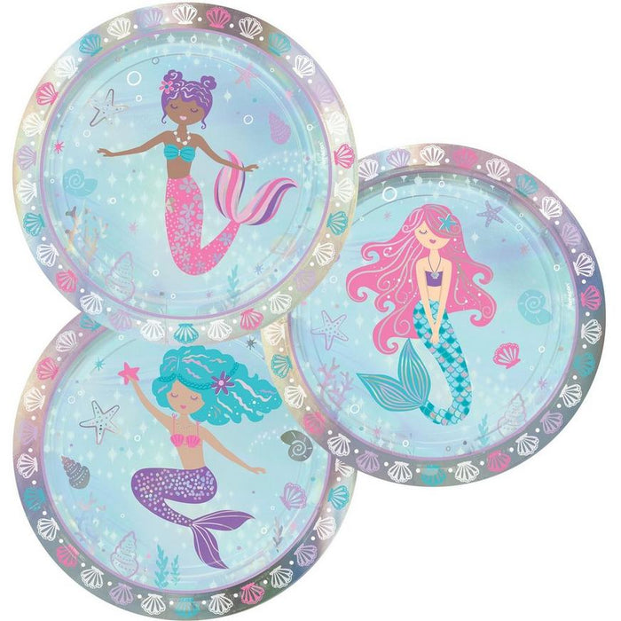 Iridescent Shimmering Mermaids Paper Dessert Plates, 7in | 8ct