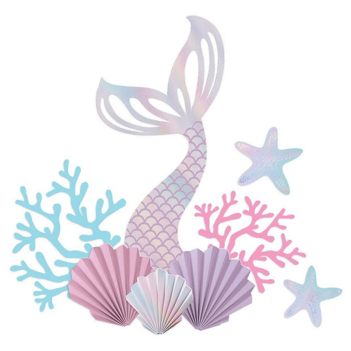 Iridescent Shimmering Mermaids Seashell Wall Decorating Kit | 9pc