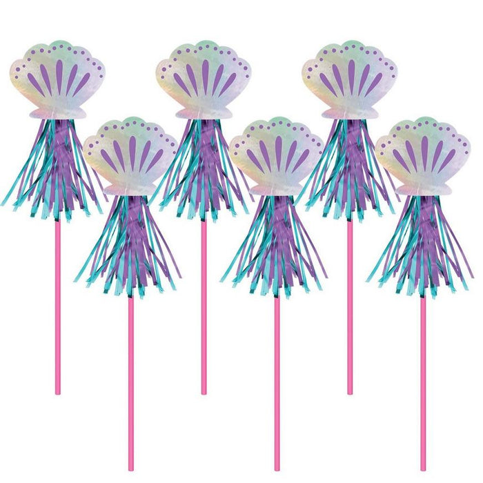 Iridescent Shimmering Mermaids Seashell Wands, 17.8in | 6ct