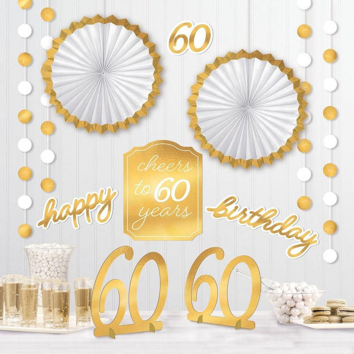 60th Golden Age Birthday Room Decorating Kit | 12pcs