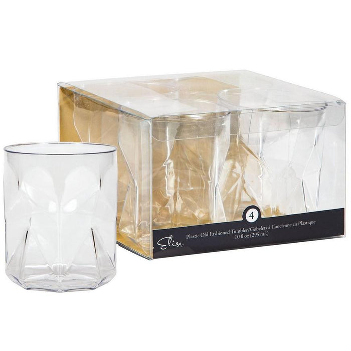 Faceted Clear Plastic Tumblers, 10oz | 4 ct.