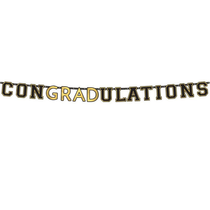 Graduation Black & Gold ConGRADulations Banner 10.85ft x 9in | 1ct