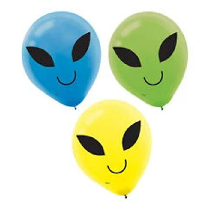Space Party Alien Flat Balloons 12"  | 15ct