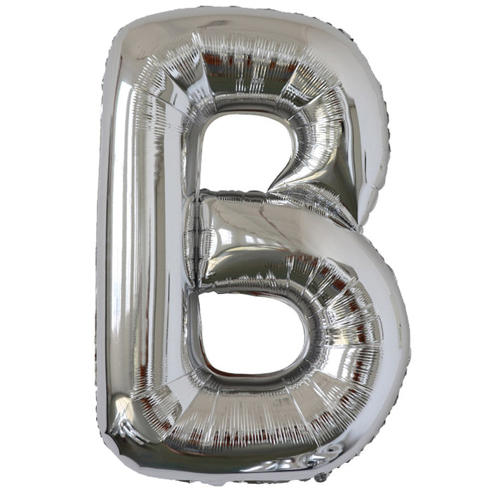 "B" Silver Jumbo Metallic Balloon | 1ct