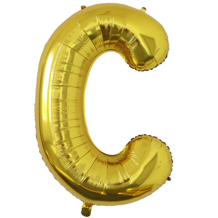 "C" Gold Jumbo Metallic Balloon | 1ct.