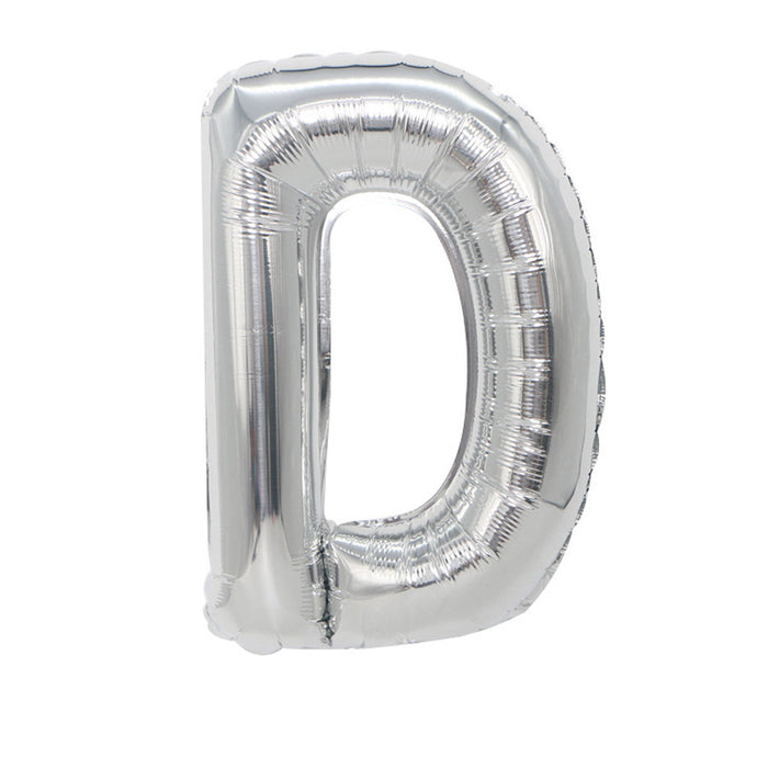 Air Filled Silver Mylar ''D'' Letter Balloon, 16" | 1 ct