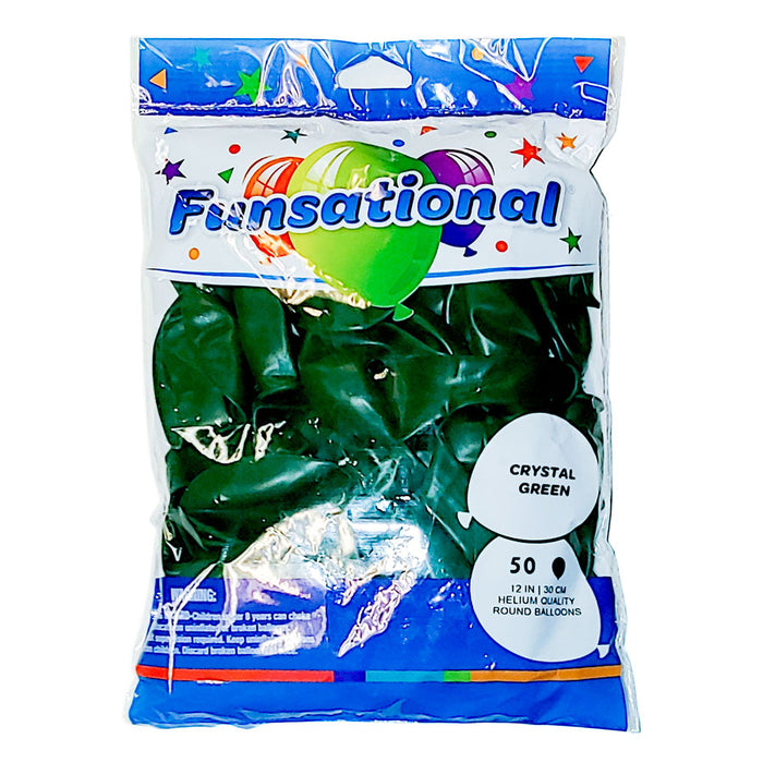 Crystal Green Funsational 12" Latex Balloons | 50ct