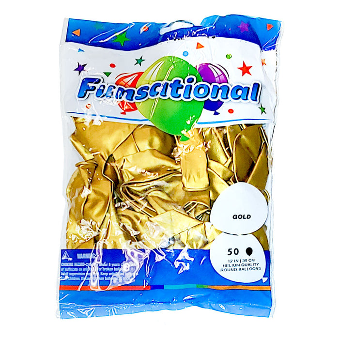 Gold Funsational 12" Latex Ballons | 50ct